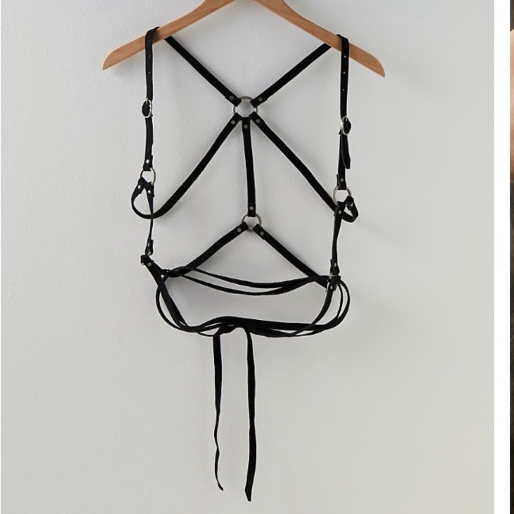 Free People Black Strappy Harness Belt
